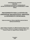 PROCEDIMIENTO PARA LA GESTIN DEL APRENDIZAJE ORGANIZACIONAL ORIENTADA AL RENDIMIENTO EMPRESARIAL