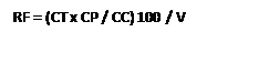 Cuadro de texto: RF = (CT x CP / CC) 100 / V